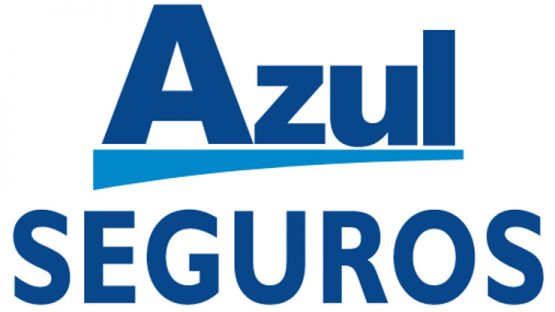 Logotipo da Azul Seguros, apresentando o nome 'Azul' em azul escuro e 'Seguros' em letras maiúsculas.
