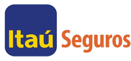Logotipo da Itaú Seguros, apresentando o nome 'Itaú' em azul e 'Seguros' em laranja.